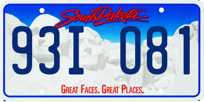 SD license plate 93IO81