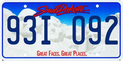 SD license plate 93IO92