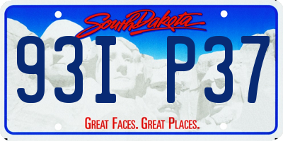 SD license plate 93IP37