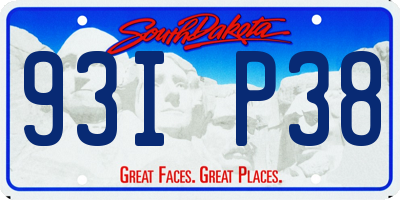 SD license plate 93IP38