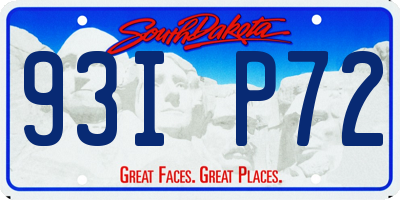 SD license plate 93IP72