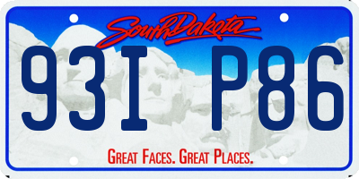 SD license plate 93IP86
