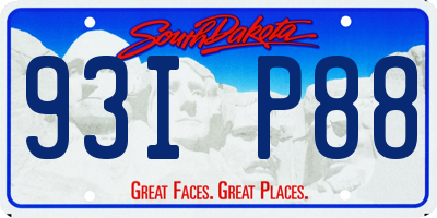 SD license plate 93IP88