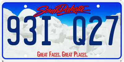 SD license plate 93IQ27