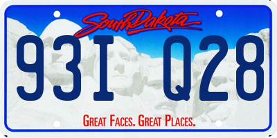 SD license plate 93IQ28
