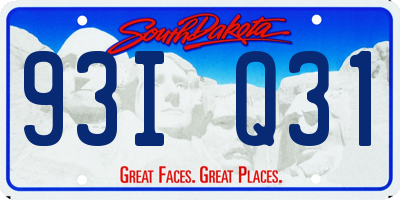 SD license plate 93IQ31