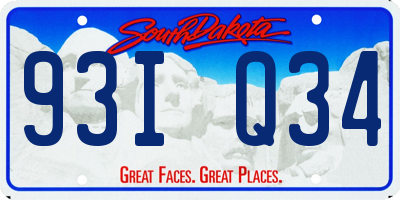 SD license plate 93IQ34