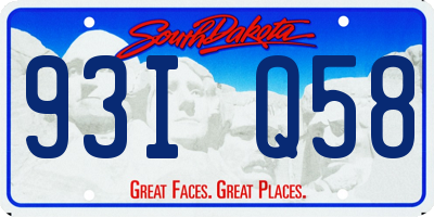 SD license plate 93IQ58