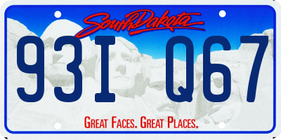 SD license plate 93IQ67