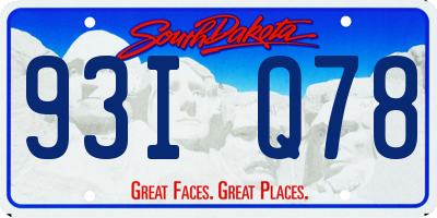 SD license plate 93IQ78