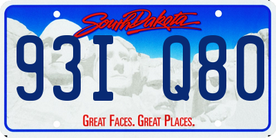 SD license plate 93IQ80