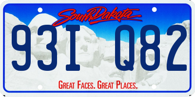 SD license plate 93IQ82