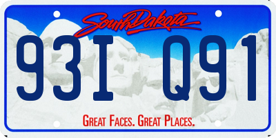 SD license plate 93IQ91