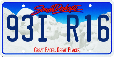 SD license plate 93IR16