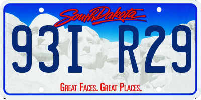 SD license plate 93IR29