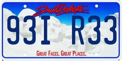 SD license plate 93IR33