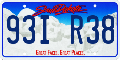 SD license plate 93IR38