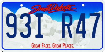 SD license plate 93IR47