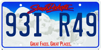 SD license plate 93IR49
