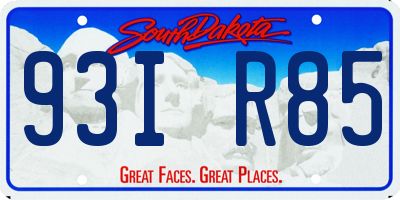 SD license plate 93IR85