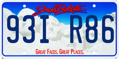SD license plate 93IR86
