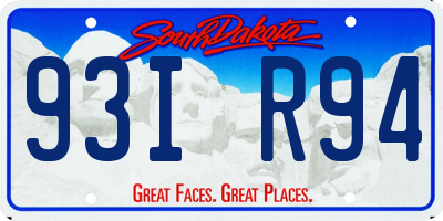 SD license plate 93IR94