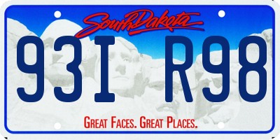 SD license plate 93IR98