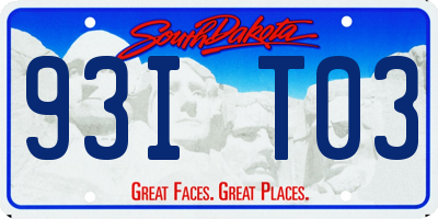 SD license plate 93IT03