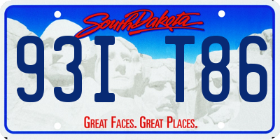 SD license plate 93IT86