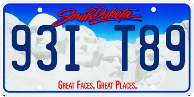 SD license plate 93IT89