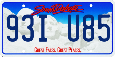 SD license plate 93IU85
