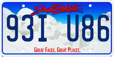 SD license plate 93IU86