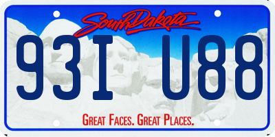 SD license plate 93IU88