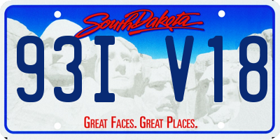 SD license plate 93IV18