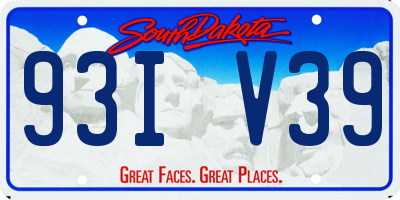 SD license plate 93IV39