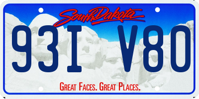 SD license plate 93IV80