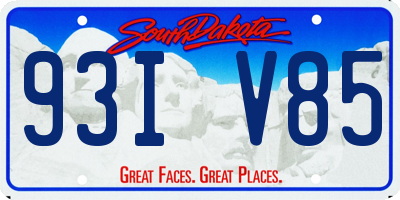 SD license plate 93IV85