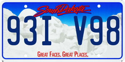 SD license plate 93IV98