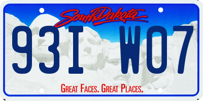 SD license plate 93IW07