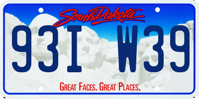 SD license plate 93IW39