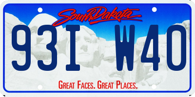 SD license plate 93IW40