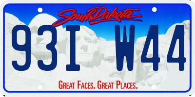 SD license plate 93IW44