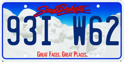 SD license plate 93IW62