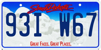 SD license plate 93IW67