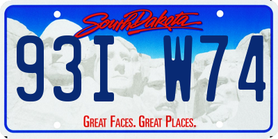 SD license plate 93IW74