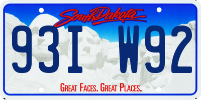 SD license plate 93IW92