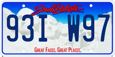 SD license plate 93IW97