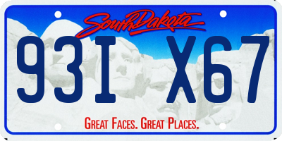 SD license plate 93IX67