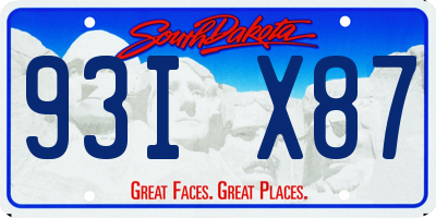 SD license plate 93IX87