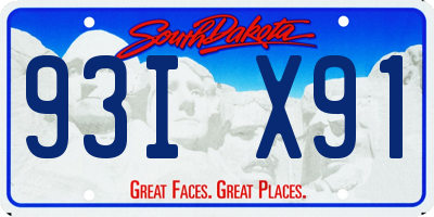 SD license plate 93IX91